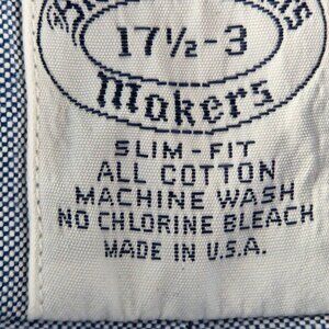 VTG Brooks Brothers Makers 17.5-3 Slim Fit USA Long Sleeve Blue Button Up OCBD